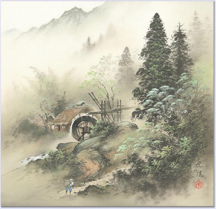 日本画家小岛光径山水画