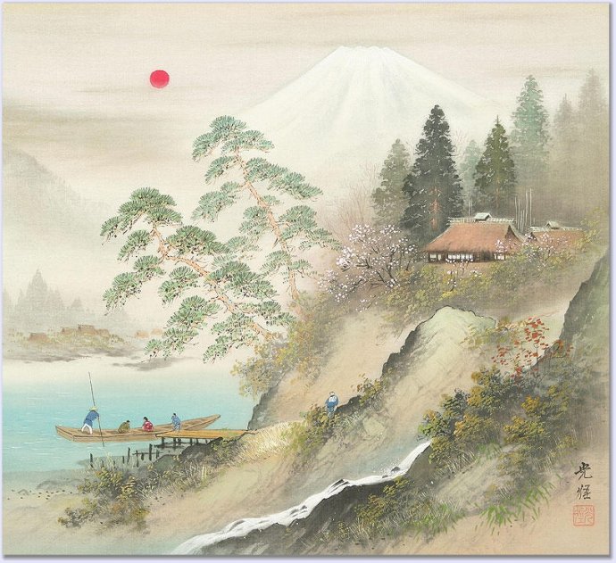 日本画家小岛光径山水画