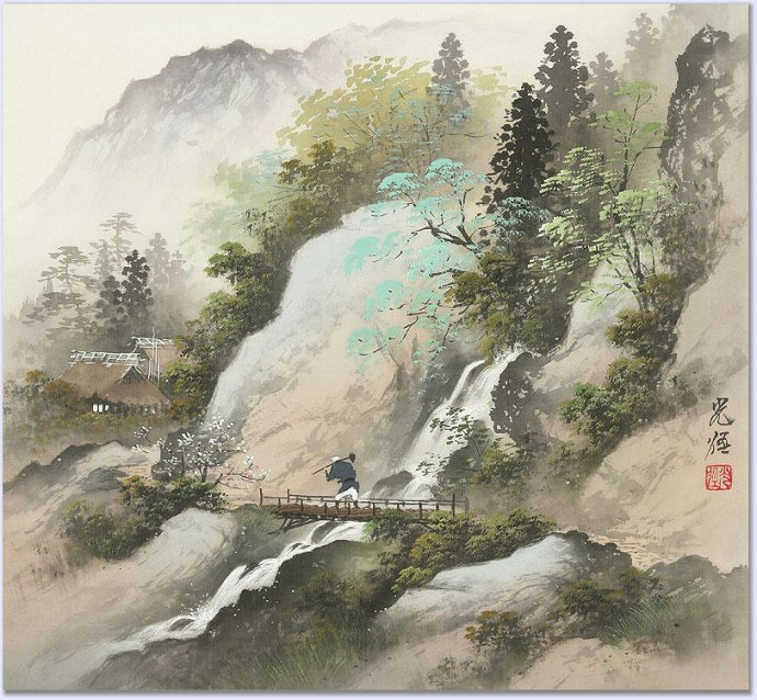 日本画家小岛光径山水画