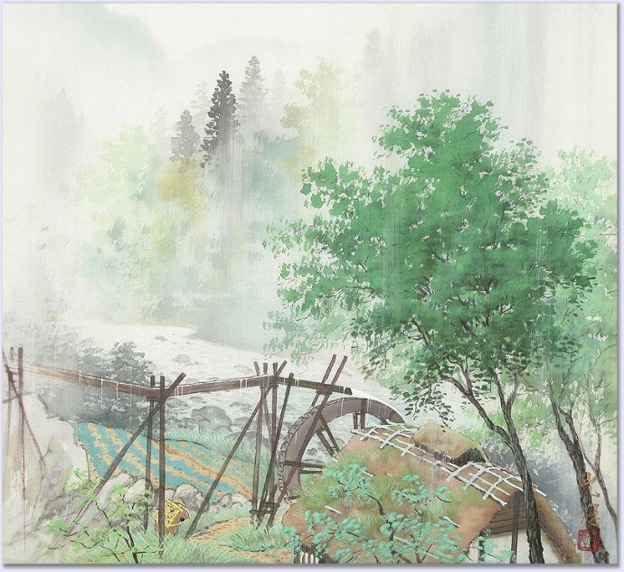 日本画家小岛光径山水画